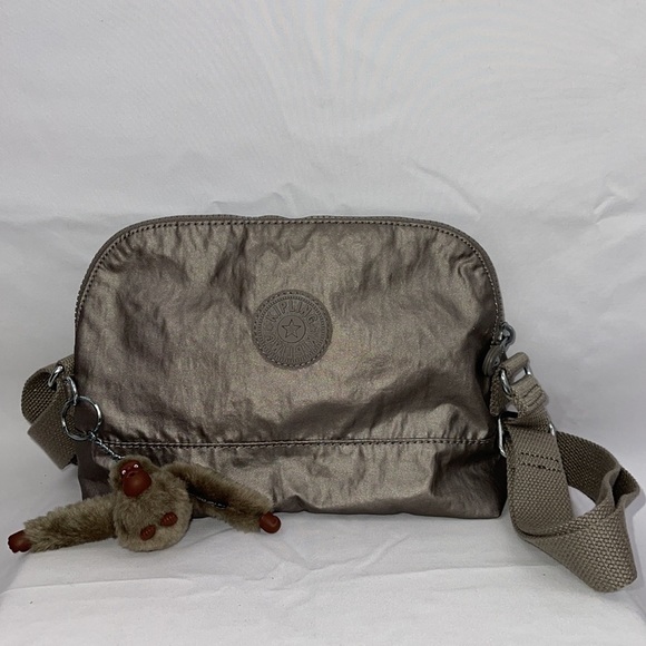 Kipling Bags Kipling Grey Crossbody Shoulder Bag With Little Monkey